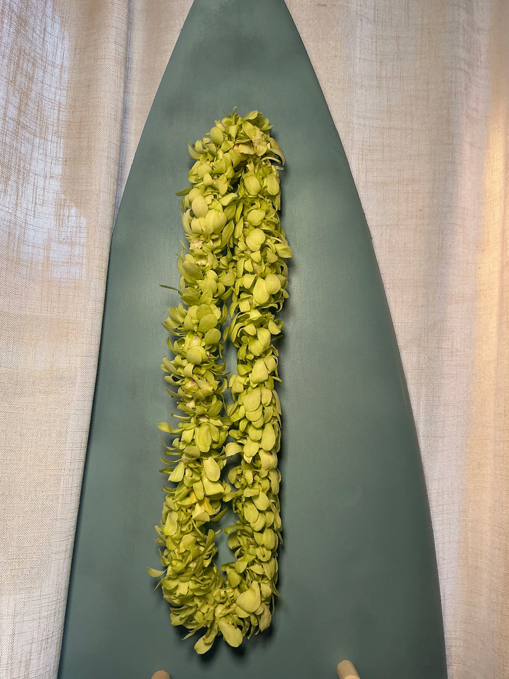 Green double orchid Lei
